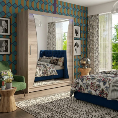 Westa Ix 150 Elegant Mirrored Sliding Truffle Wardrobe For Contemporary Interiors With Rgb Led Colorful from B&Q
