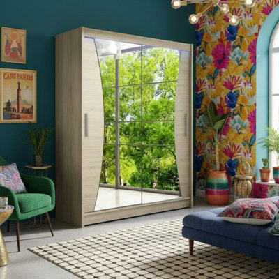 Westa Ix 150 Elegant Mirrored Sliding Sonoma Wardrobe For Contemporary Interiors With Rgb Led Colorful from B&Q