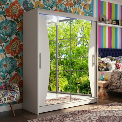 Westa Ix 150 Elegant Mirrored Sliding Cashmere Wardrobe For Contemporary Interiors With Rgb Led Colorful from B&Q