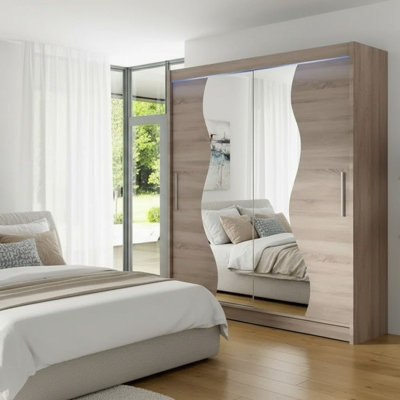 Mirrored Sliding Door Wardrobe Westa S Truffle With Rgb Led Lights from B&Q