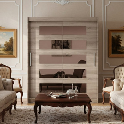 Galeria Sliding Door Wardrobe With Mirror Truffle from B&Q