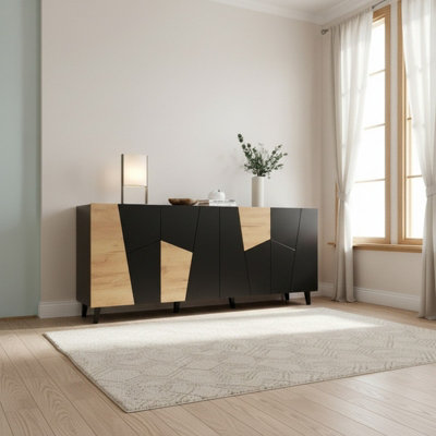 Etna Modern Chest Of Drawers For Contemporary Living Spaces Black With Oak Craft from B&Q
