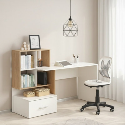 Traditional Style Desk With Drawer Grosso Golden Oak With White from B&Q