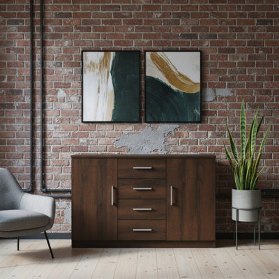 Bono Bo 01 K2D4Sz Modern Chest Of Drawers With 2 Doors And 4 Storage Drawers Monastery Oak from B&Q