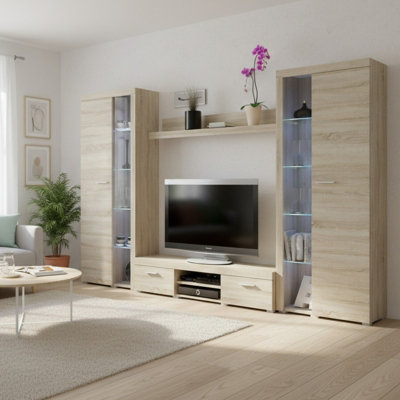 Rumba Xl Living Room Wall Unit Sonoma Oak With Led Lighting from B&Q