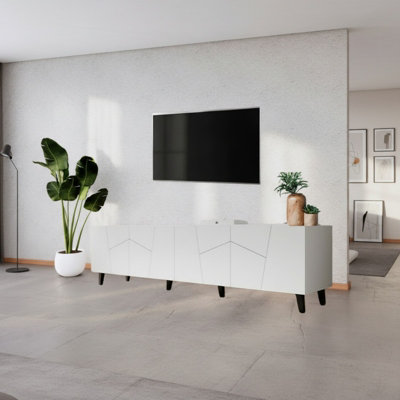 Etna 200 Cm Contemporary Tv Cabinet And Sideboard For Modern Interiors White from B&Q
