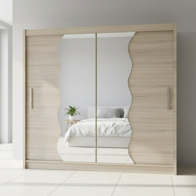 Sliding Door Wardrobe Bega X 180Cm With Mirror Sonoma from B&Q