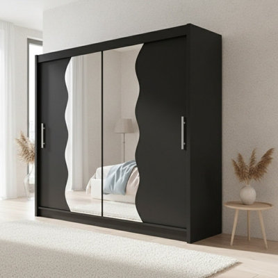 Sliding Door Wardrobe Bega X 180Cm With Mirror Black from B&Q