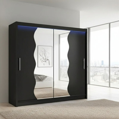Sliding Door Wardrobe Bega X 180Cm With Mirror Black Led Lights from B&Q