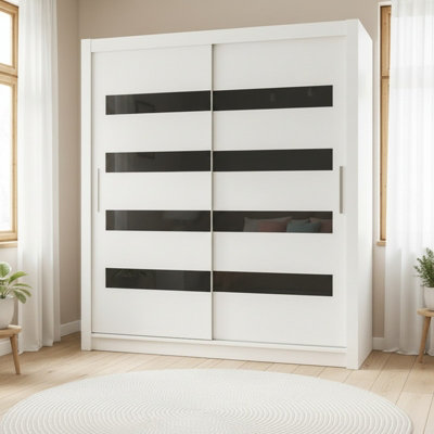 Bega Xi 180 Cm Sliding Door Wardrobe With Shelves And Hanging Rail Storage White With Black from B&Q