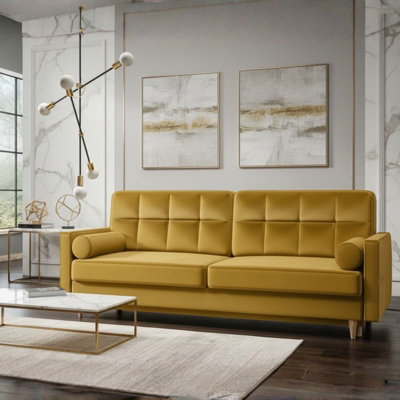 Tivoli Modern Sofa Bed With Sleeping Function And Storage Yellow from B&Q