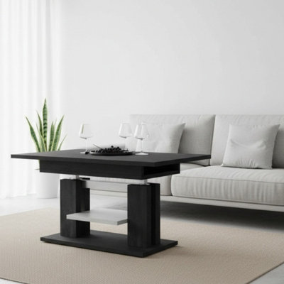 Extendable And Height Adjustable Coffee Table Iso Dark Concrete White Shelf Silver Crossbar from B&Q