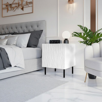 Jungle Set Of 2 Modern Bedside Tables With Durable Laminated Construction White Black from B&Q