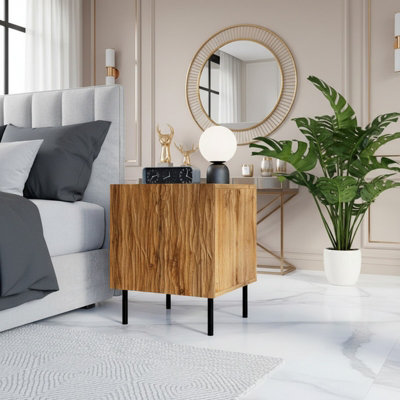 Jungle Set Of 2 Modern Bedside Tables With Durable Laminated Construction Oak Wotan Black from B&Q