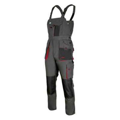 ARTMAS Classic Red Work Bib Trousers Multi Pockets Durable Canvas Cotton Polyester 36 38 Inch 54 Eu from B&Q