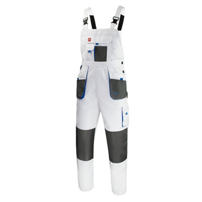 ARTMAS Classic White Bib Work Trousers Canvas Polyester Cotton Multi Pockets Durable Protective Workwear 46 48 Inch 64 Eu from B&Q