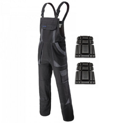 ARTMAS Art Master Bib Work Trousers Cotton Grey Durable Multi Pockets Knee Pad Pockets With Kneepads 42 44 Inch 60 Eu from B&Q
