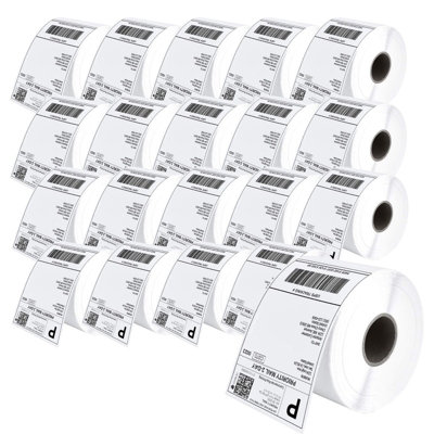 Bortaberg Direct Thermal Labels 101X152mm 4"x6" White Permanent Adhesive Shipping Label Rolls 250 Labels X 20 Rolls from B&Q