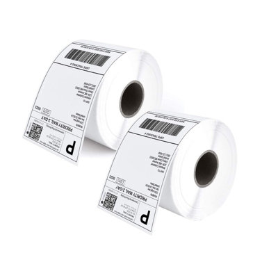 Bortaberg Direct Thermal Labels 101X152mm 4"x6" White Permanent Adhesive Shipping Label Rolls 250 Labels X 2 Rolls from B&Q