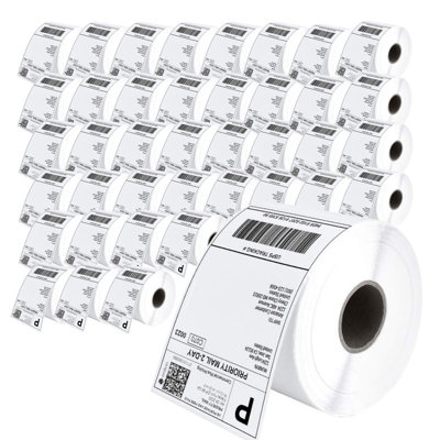 Bortaberg Direct Thermal Labels 101X152mm 4"x6" White Permanent Adhesive Shipping Label Rolls 500 Labels X 40 Rolls from B&Q