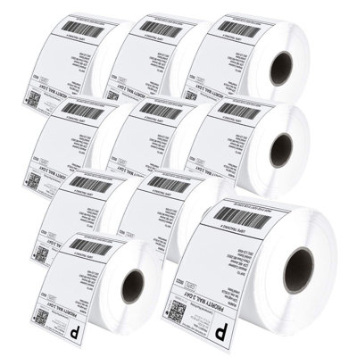 Bortaberg Direct Thermal Labels 101X152mm 4"x6" White Permanent Adhesive Shipping Label Rolls 500 Labels X 10 Rolls from B&Q
