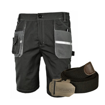 ARTMAS Protective Work Shorts Euroclassic Canvas Graphite Grey Reflective Durable With Belt 28 30 Inch 46 Eu from B&Q