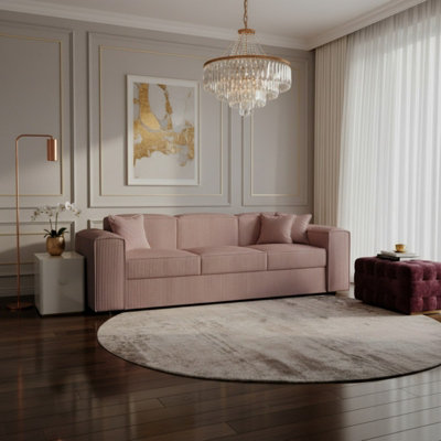 Santos Living Room Sofa Bed Chipboard Frame Polyurethane Foam Wave Springs Freestanding 252X88X79Cm Pink from B&Q