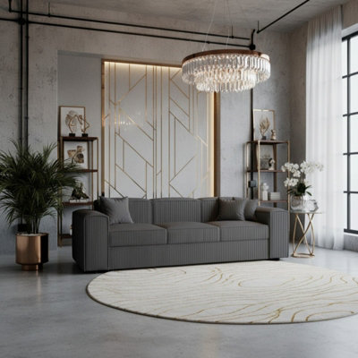 Santos Living Room Sofa Bed Chipboard Frame Polyurethane Foam Wave Springs Freestanding 252X88X79Cm Dark Grey from B&Q