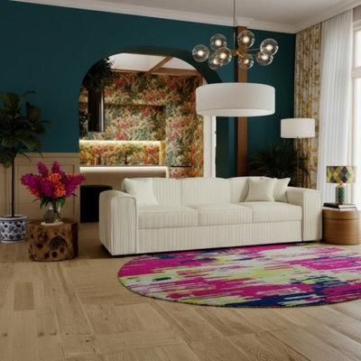 Santos Living Room Sofa Bed Chipboard Frame Polyurethane Foam Wave Springs Freestanding 252X88X79Cm Cream from B&Q