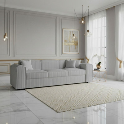 Santos Living Room Sofa Bed Chipboard Frame Polyurethane Foam Wave Springs Freestanding 252X88X79Cm Light Grey from B&Q