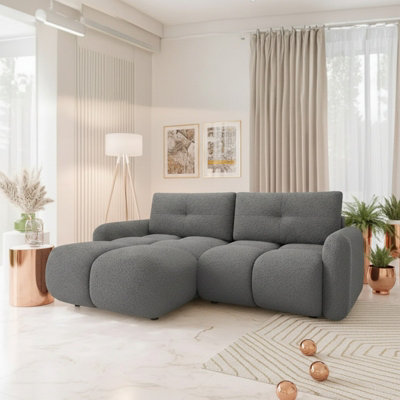 Sandy Corner Sofa Bed With Storage Compartment Chipboard Frame Wave Spring Freestanding 238X165X94Cm Grey from B&Q