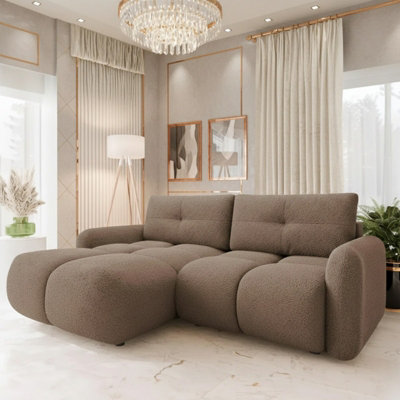 Sandy Corner Sofa Bed With Storage Compartment Chipboard Frame Wave Spring Freestanding 238X165X94Cm Brown from B&Q