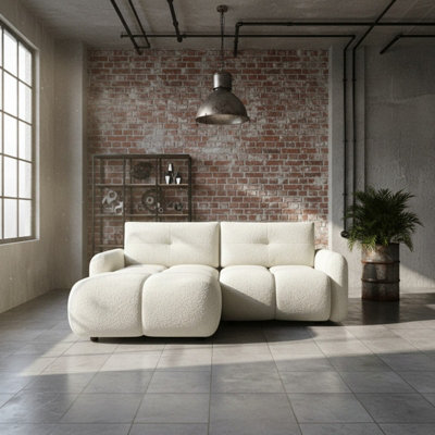 Sandy Corner Sofa Bed With Storage Compartment Chipboard Frame Wave Spring Freestanding 238X165X94Cm White from B&Q