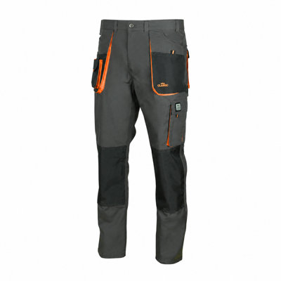 Artmas Grey Orange Work Trousers For Men  Durable Design With Knee Pad Pockets Cargo Storage And Reinforced Seams Size Uk48 from B&Q