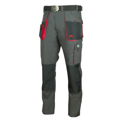 Artmas Grey Red Work Trousers For Men Includes Belt Durable Design With Knee Pad Pockets And Reinforced Stitching Size Uk48 from B&Q