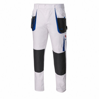 Artmas White Work Trousers For Men Reinforced Knee Design With Multi Pockets Included Size Uk42 from B&Q