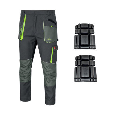 Artmas Stretch Slim Work Trousers For Men Durable Stretch Fabric With Knee Pads And Reflective Details Size Uk30 from B&Q
