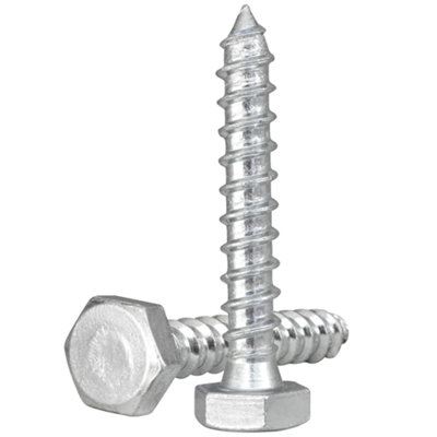 DIYUK M6 6mm Coach Screws Length: 120mm ( Pack Of: 10 ) Hex Hexagon Head Lag Bolts Wood Screws Steel Zinc Plated Din 571 from B&Q