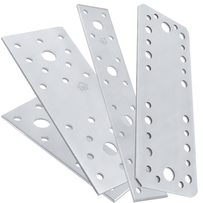 DIYUK 140 X 55 X 2.5mm Flat Joining Metal Plates Brackets ( Pack Of: 5 ) Galvanised Steel from B&Q
