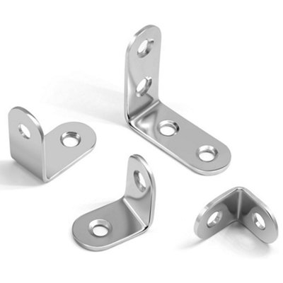 B&Q -  Angle Brackets 30 X 30 X 13mm ( Pack Of: 12 ) Corner Brace Zinc Plated Steel L Shape T2mm Metal Plate Repair Bracket