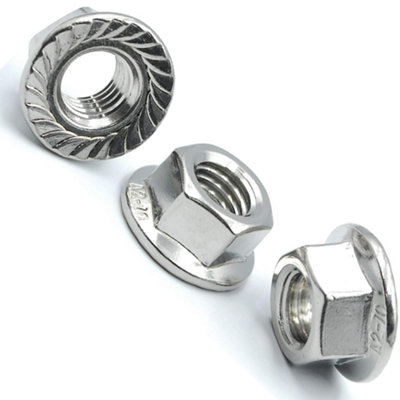 B&Q -  A2 Stainless Steel Serrated Flange NutsDin 6923 Locking NutsM10Pack Of 100