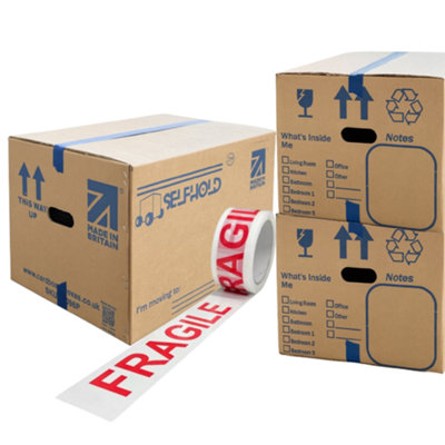 Selfhold 10X Dw Cardboard Removal Moving House Boxes Large 23"x17"x 14" With Fragile Tape from B&Q