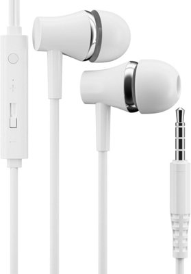 B&Q Wired In-Ear 3.5mm Headphones With Microphone & Manual Volume Slider, Noise Isolating Earbuds With Soft Silicone Tips