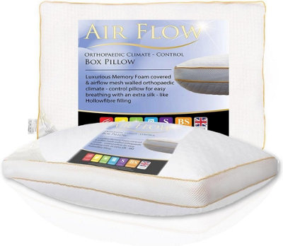 Tt Threadtrade Air Flow Orthopaedic Climate Control Box Pillow Memory Foam Breathable Hollowfibre Yellow Piped 48 X 74 Cm Pack Of from B&Q