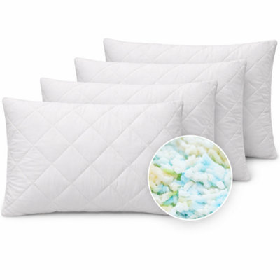 Tt Threadtrade Quilted Bed Pillows Pack Of 4 Shredded Foam Filling Soft Breathable Durable & Machine Washable from B&Q