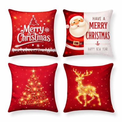 TT THREADTRADE Molten Creek Christmas Cushion Printed Pillowcase Shredded Foam Pack Of 4 45X45Cm from B&Q