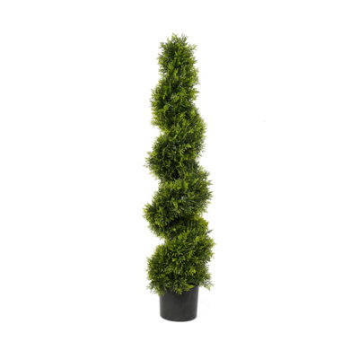 Best Artificial 4Ft120Cm Green Cedar Spiral Twist Topiary TreeSuitable For Outdoor Use from B&Q