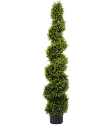 Best Artificial 5Ft150Cm Green Cedar Spiral Twist Topiary TreeSuitable For Outdoor Use from B&Q