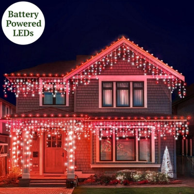 Best Artificial Red/White 20M/65Ft & Bright Connectable Icicle Lights 672 Battery Leds Settings Memory & Timer Outdoor Weatherproof Christmas Size 8