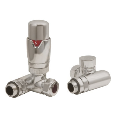FNX Bathrooms Fnx Dual Fuel Corner Radiator Valve SetRal 7012 Matt GreyManual Control1/2" X 15mm from B&Q